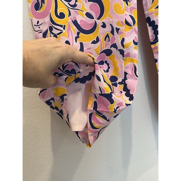J. Crew Women’s Pull On Silk Pant Paisley Swirl Pink Size 4 Pockets Lined - Picture 11 of 15